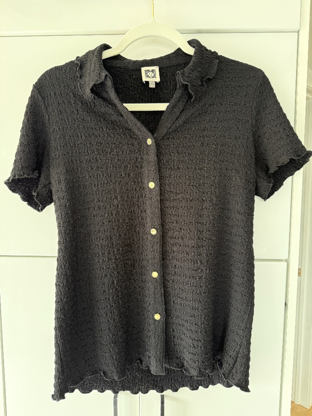 Anne Klein Blouse T-shirt S Small Black Noir